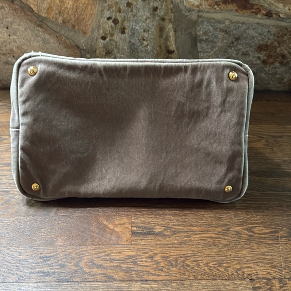 Authentic Prada Canapa Hand Bag tote Lg Dark Beige/brownish  tan color Canvas - Picture 8 of 17